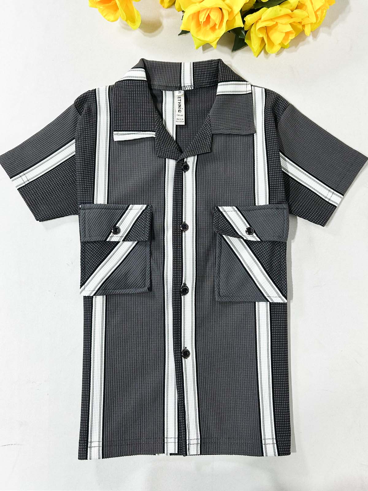 4Yrs - 10Yrs Grey Old Money Shirt for Boys BCS75