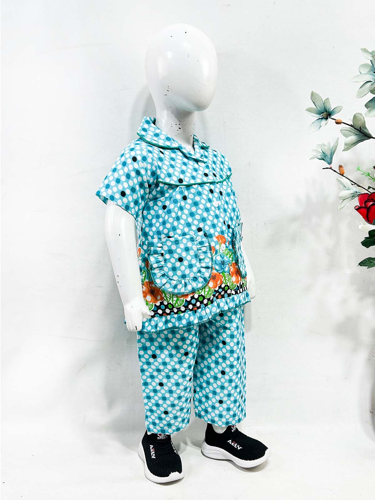 1Yrs - 5Yrs Blue Cotton Night Suit For Girls NG GNS37