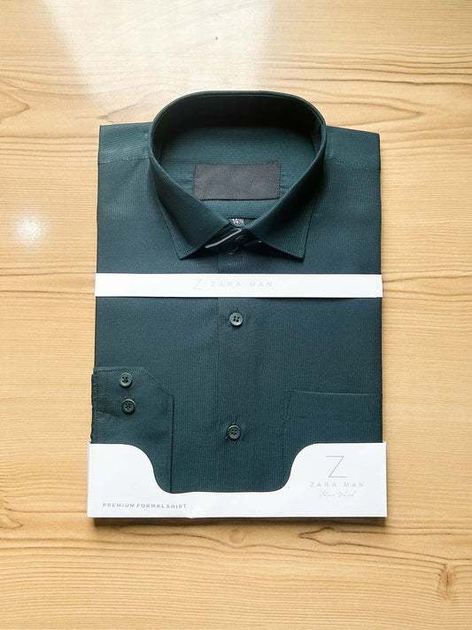 Green Textured Formal Dress Shirt For Men MFS522