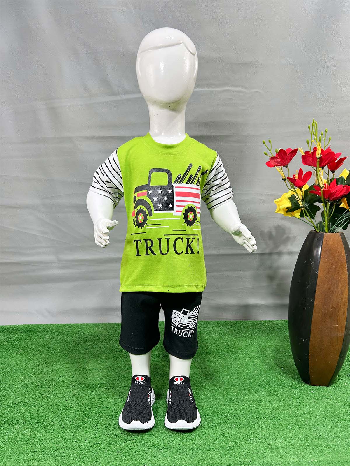 1Yr - 4Yrs Truck Green Suit For Kids RG BS590