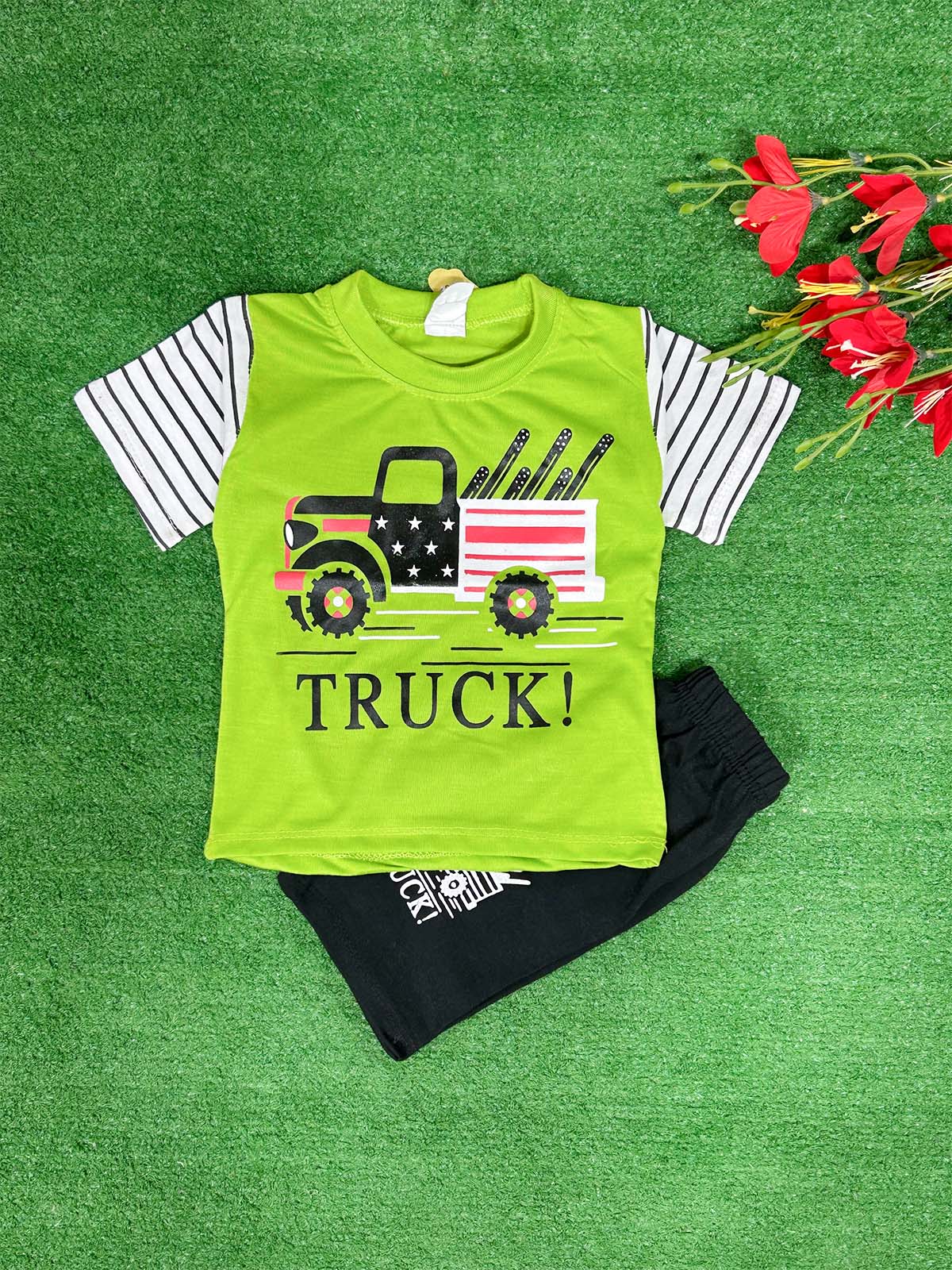 1Yr - 4Yrs Truck Green Suit For Kids RG BS590