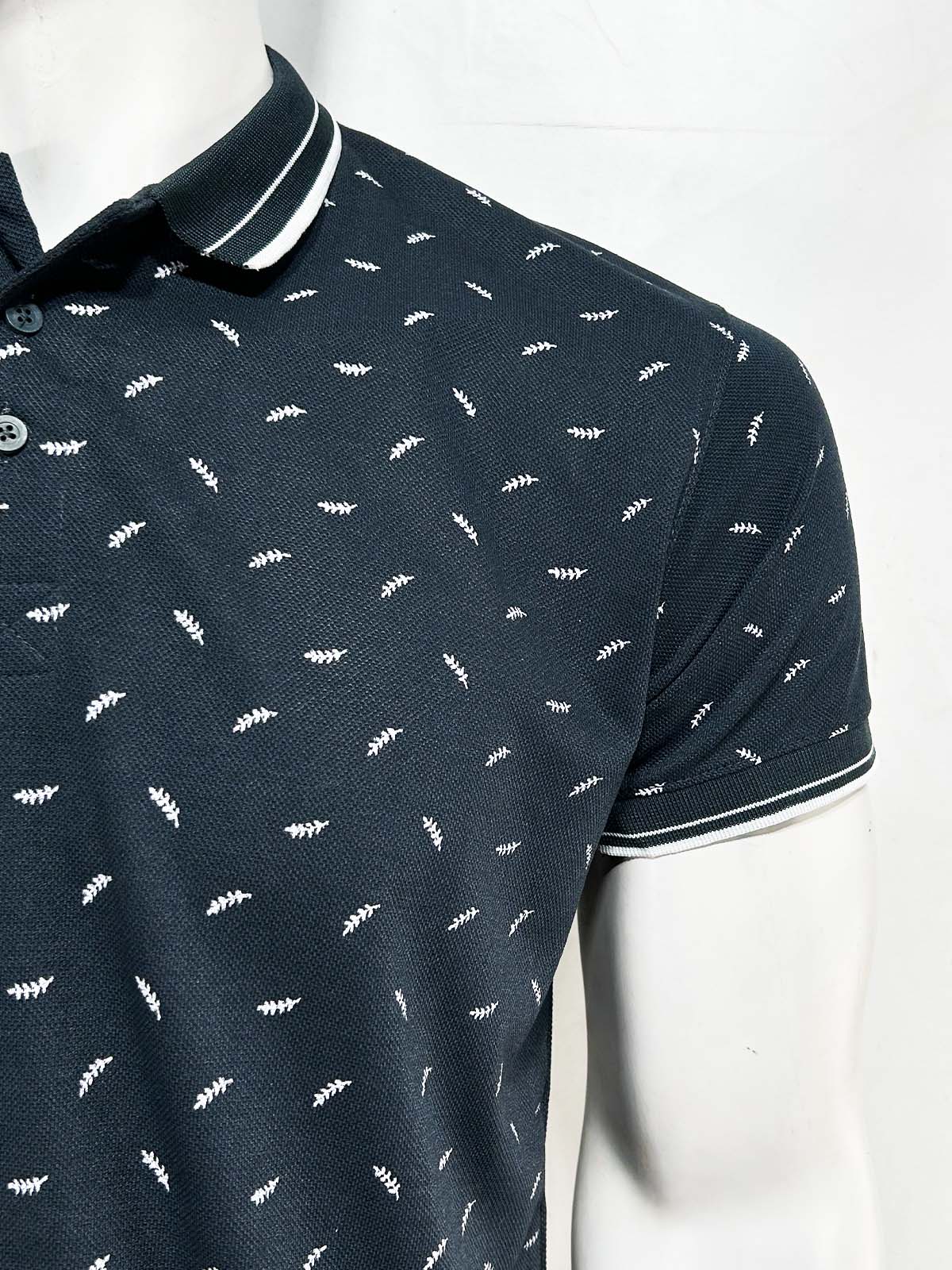 Navy Printed Polo T-Shirt For Men MTS433