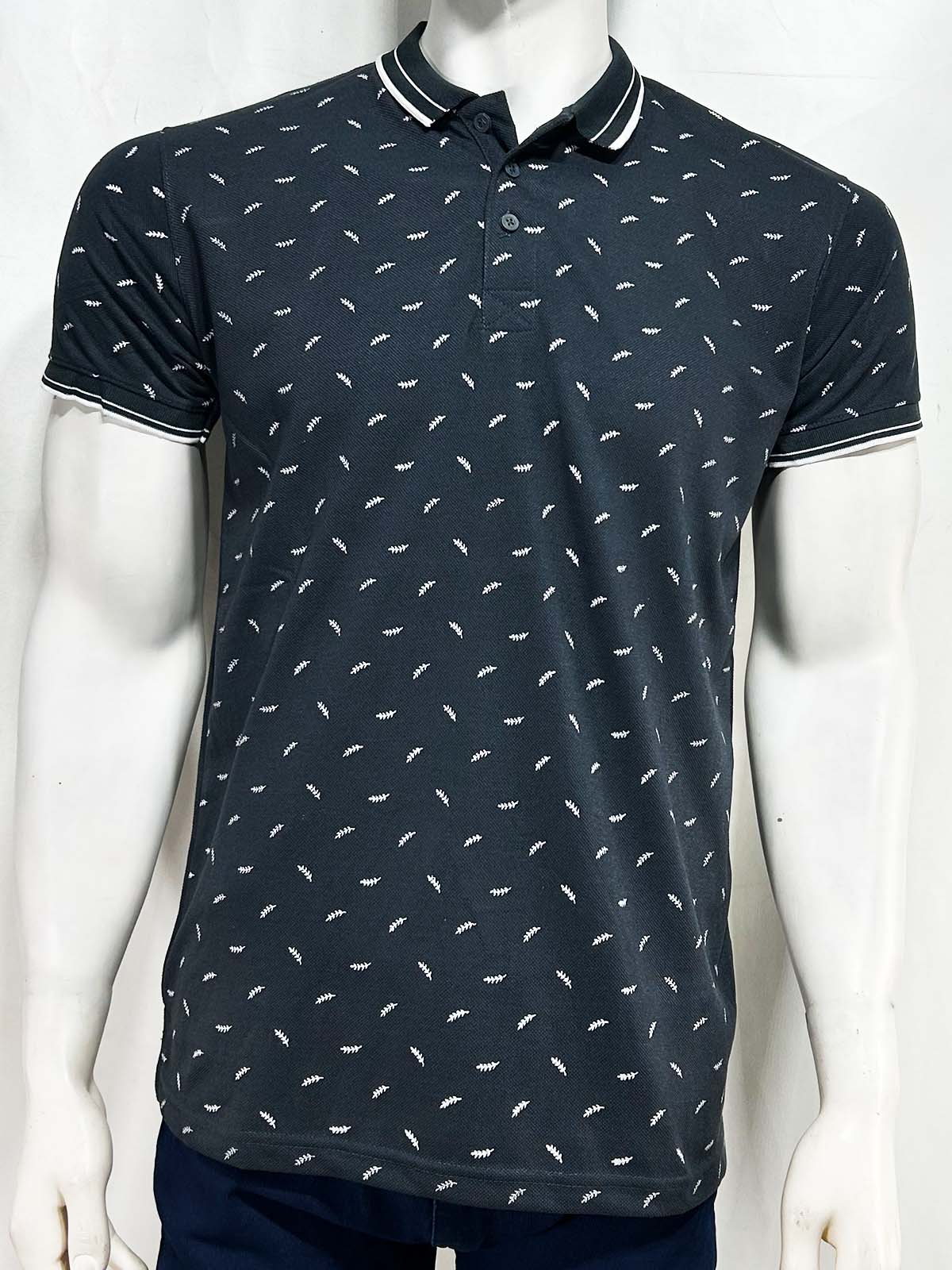 Navy Printed Polo T-Shirt For Men MTS433