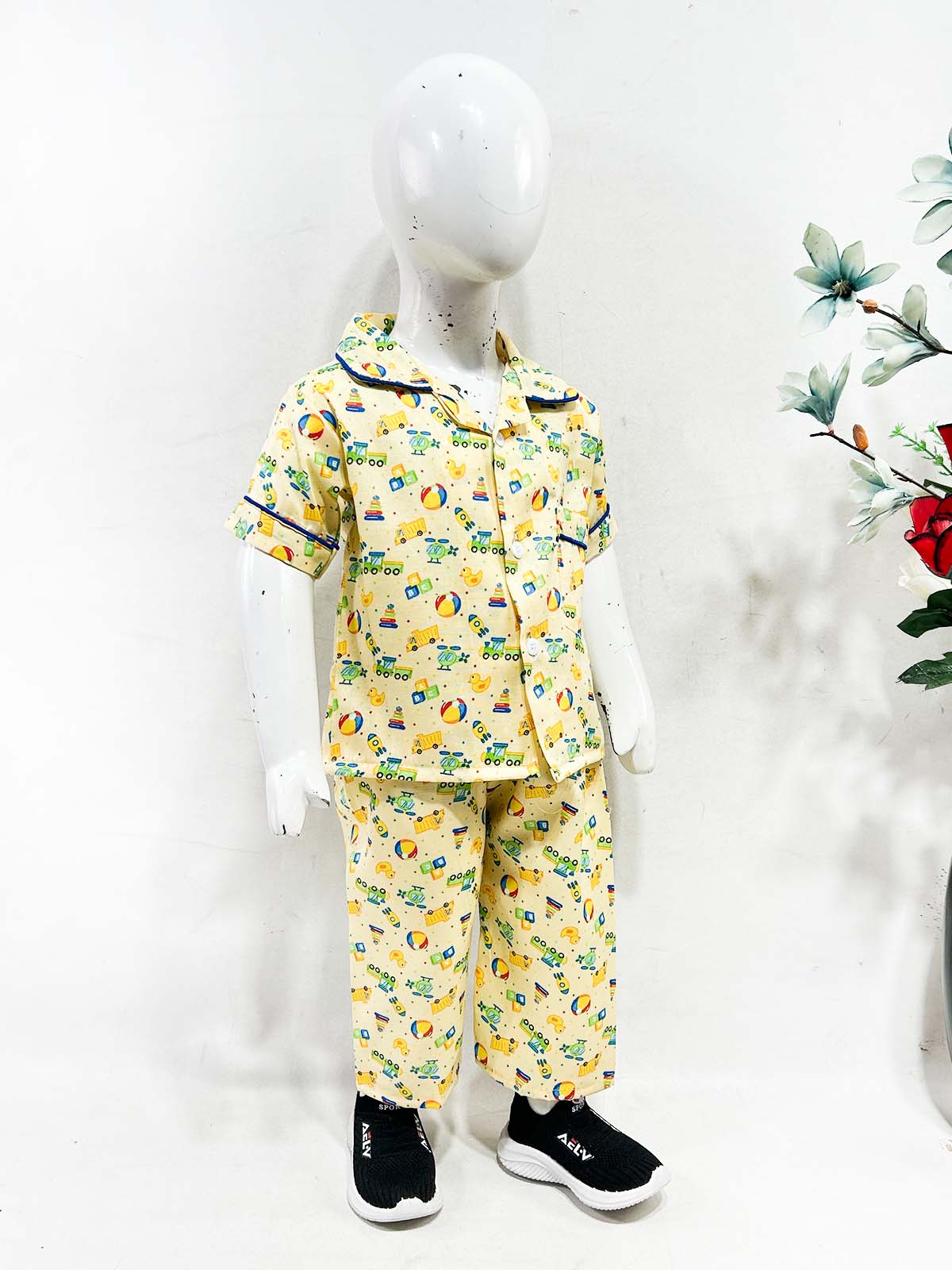 1Yrs - 5Yrs Yellow Cotton Night Suit For Kids NG BNS37