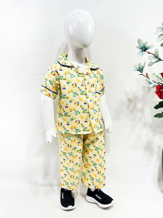1Yrs - 5Yrs Yellow Cotton Night Suit For Kids NG BNS37