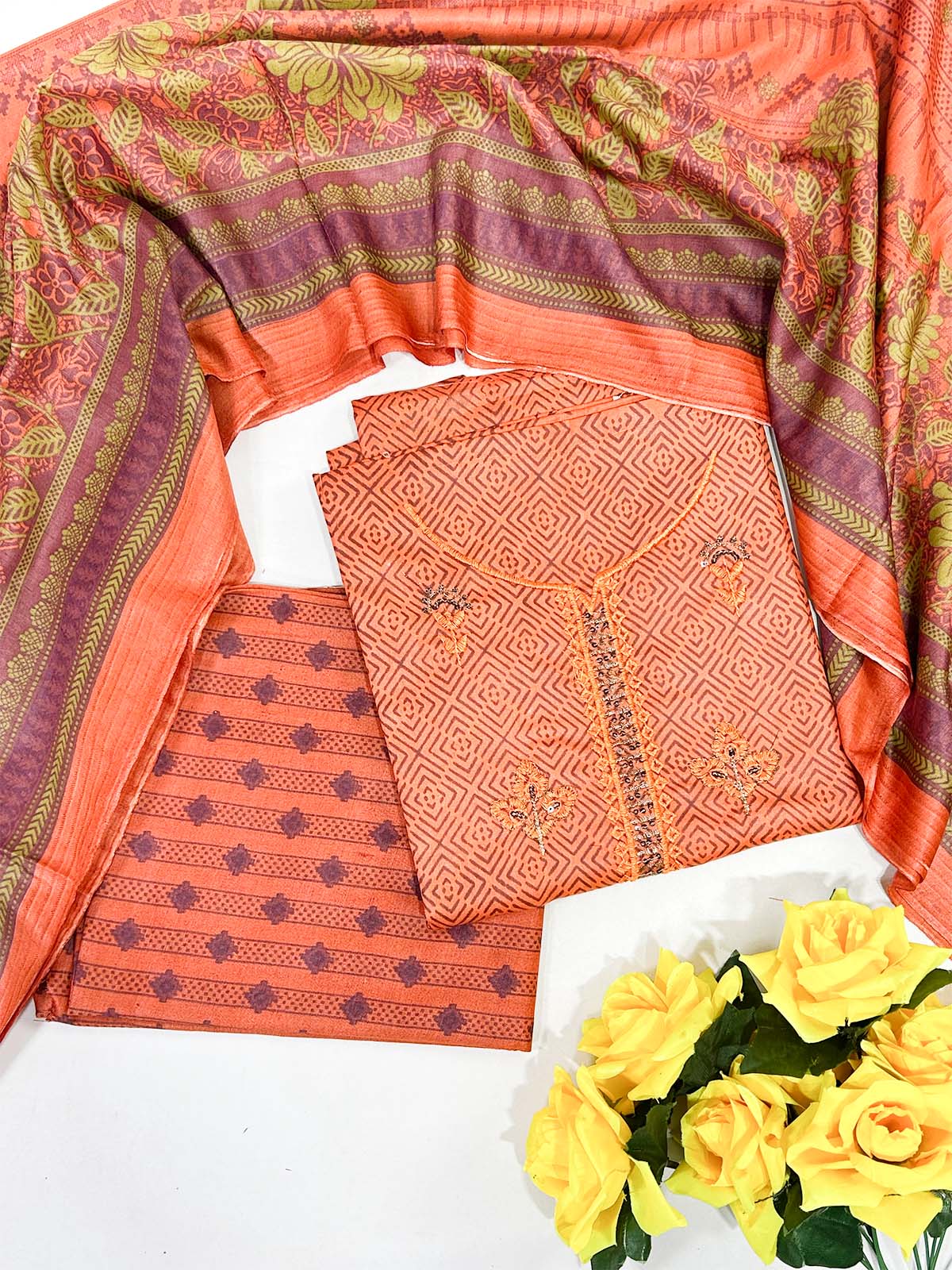 3Pcs Unstitched Digital Lawn Suit For Women WU157