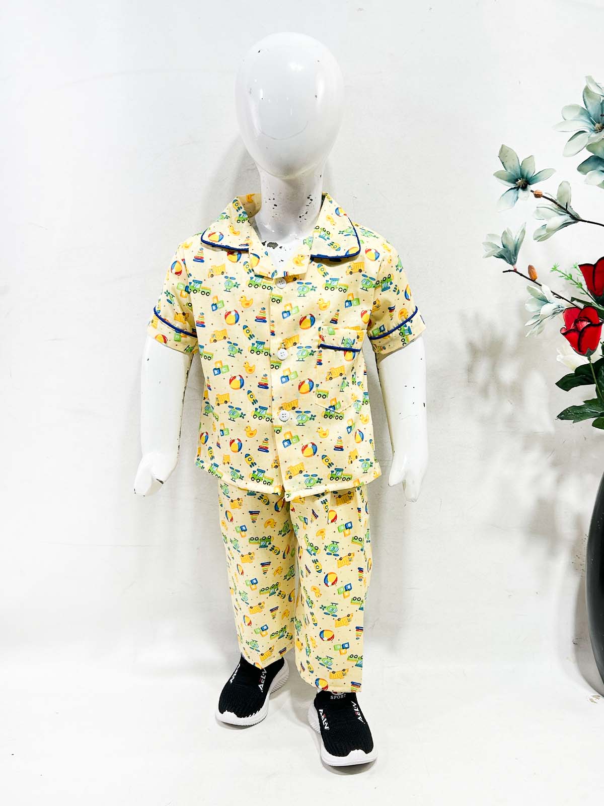 1Yrs - 5Yrs Yellow Cotton Night Suit For Kids NG BNS37