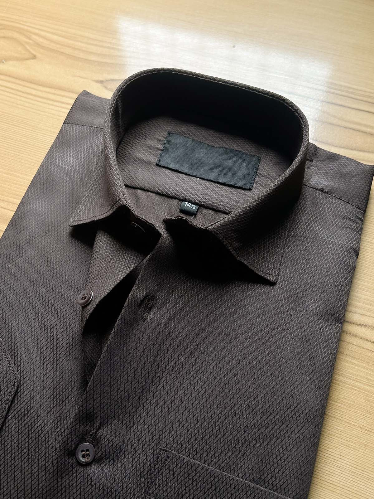 D Brown Textured Formal Dress Shirt For Men MFS524