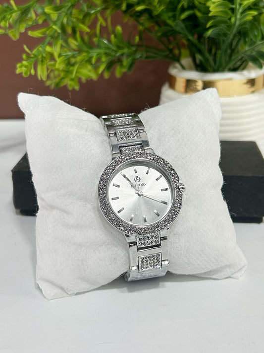 Silver Stylish Wrist Watch for Women WW93