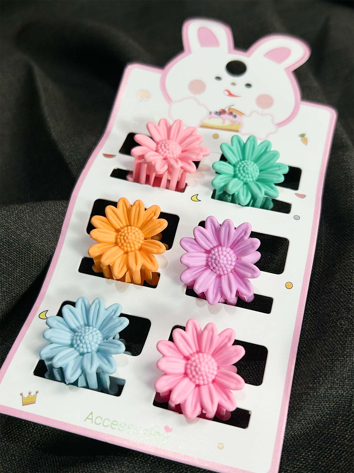 Pack Of 6 Multicolor Hair Clips For Girls GHB40