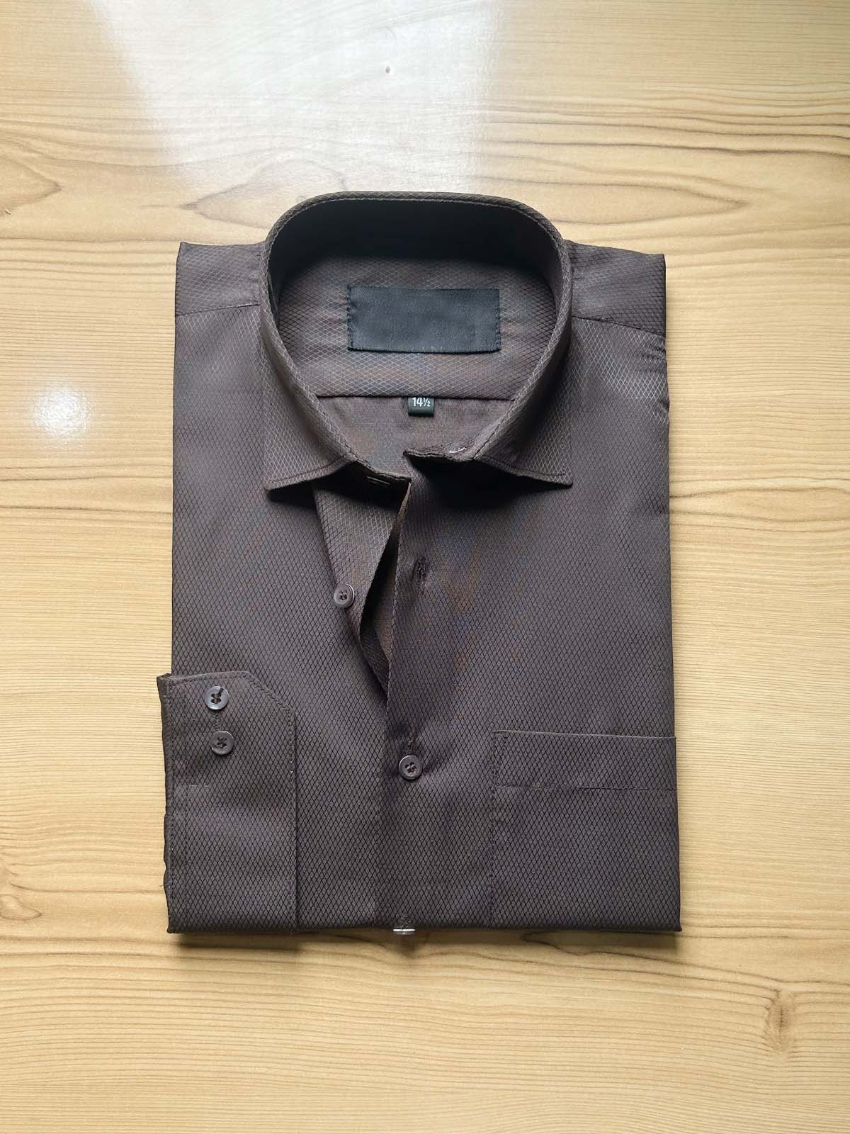 D Brown Textured Formal Dress Shirt For Men MFS524