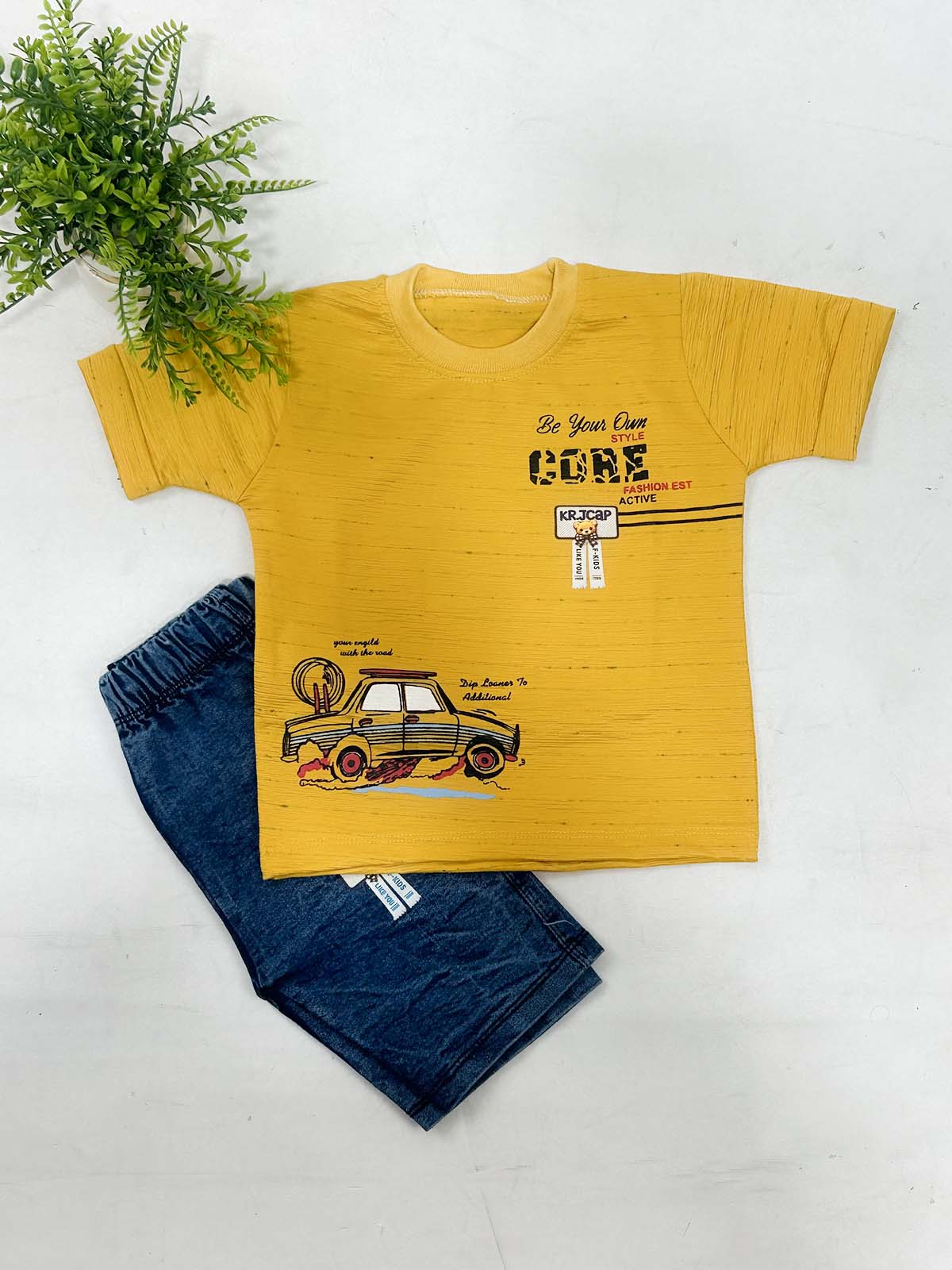 1Yr - 4Yrs Car Mustard Suit For Kids RZ BS717