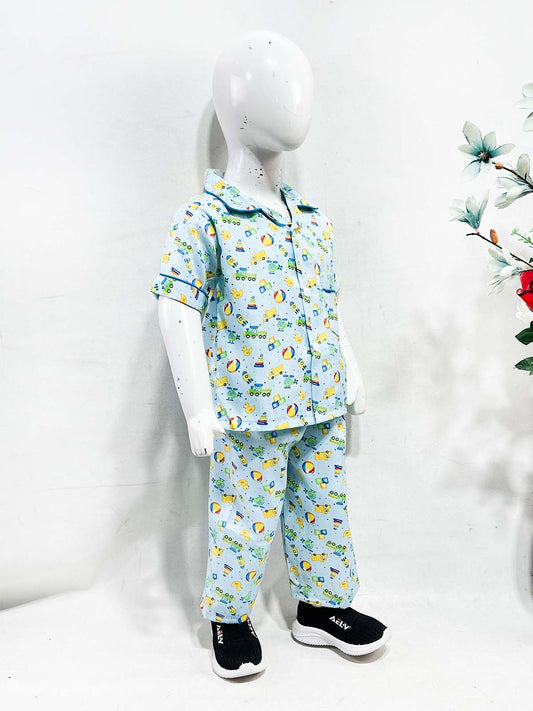 1Yrs - 5Yrs Ferozi Cotton Night Suit For Kids NG BNS38