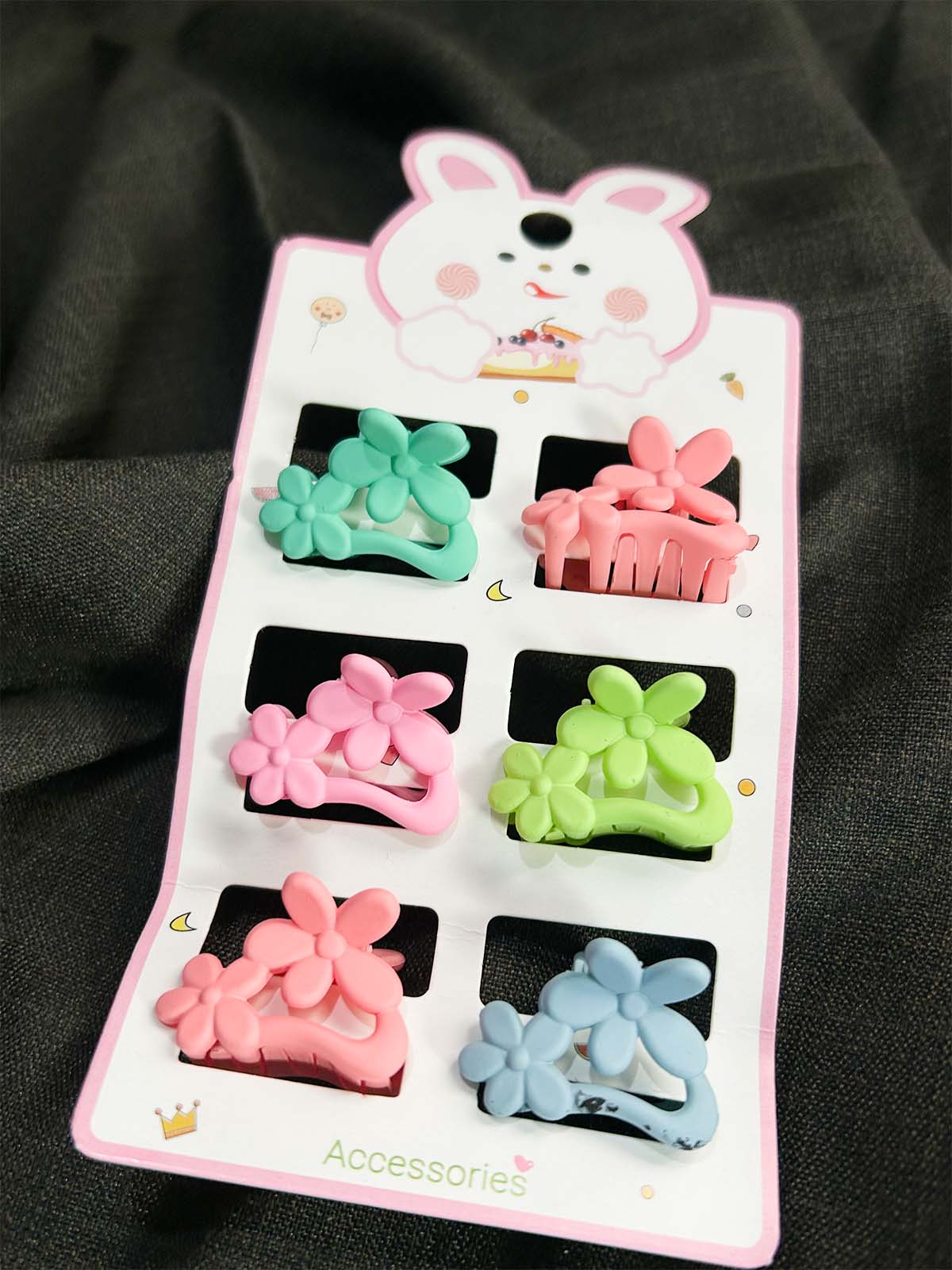 Pack Of 6 Multicolor Hair Clips For Girls GHB41