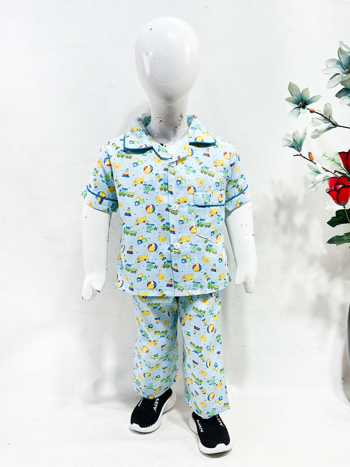 1Yrs - 5Yrs Ferozi Cotton Night Suit For Kids NG BNS38