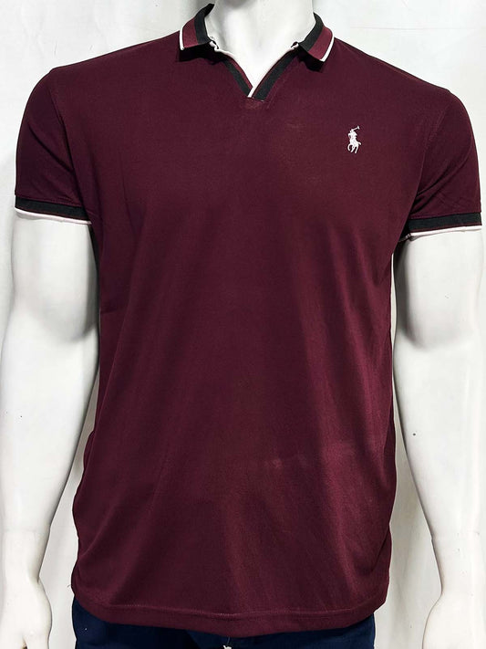 Maroon V Polo T-Shirt For Men MTS435