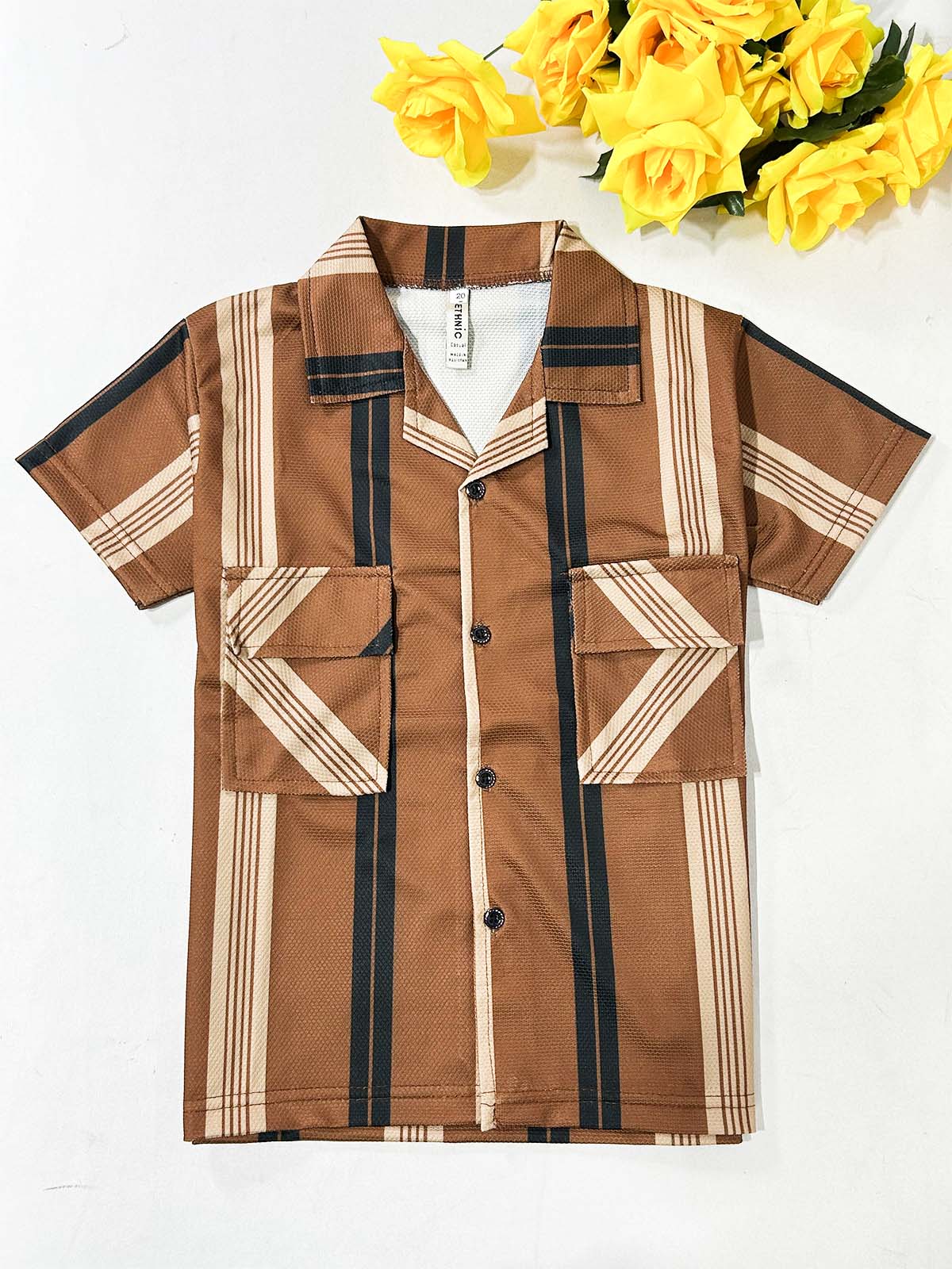 4Yrs - 10Yrs Brown Old Money Shirt for Boys BCS79