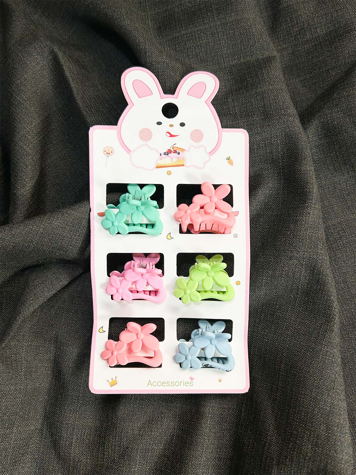 Pack Of 6 Multicolor Hair Clips For Girls GHB41