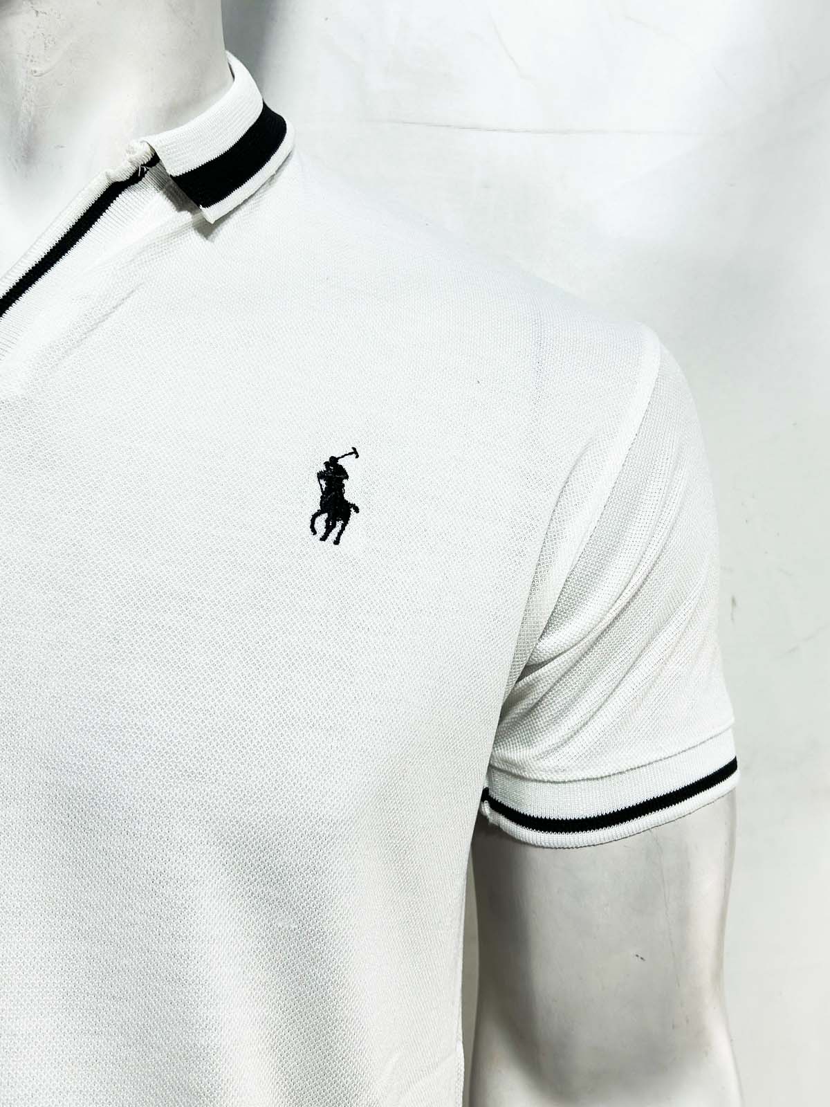 White V Polo T-Shirt For Men MTS436