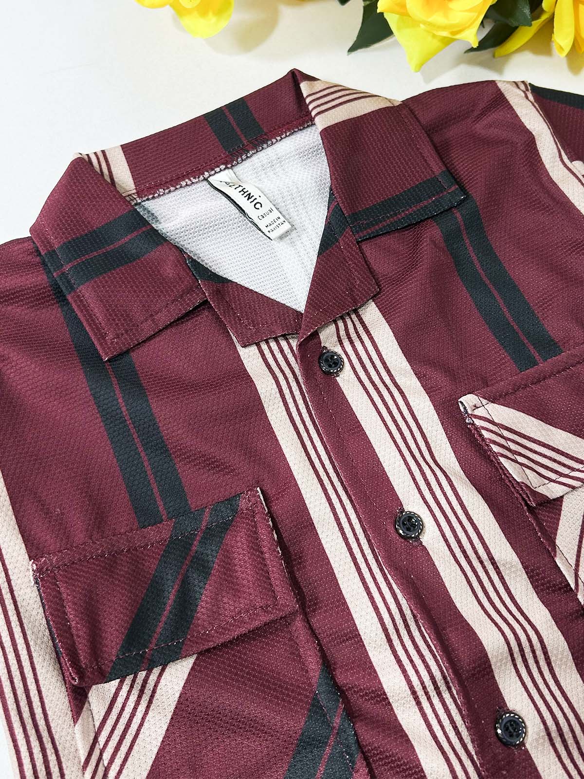 4Yrs - 10Yrs Maroon Old Money Shirt for Boys BCS80