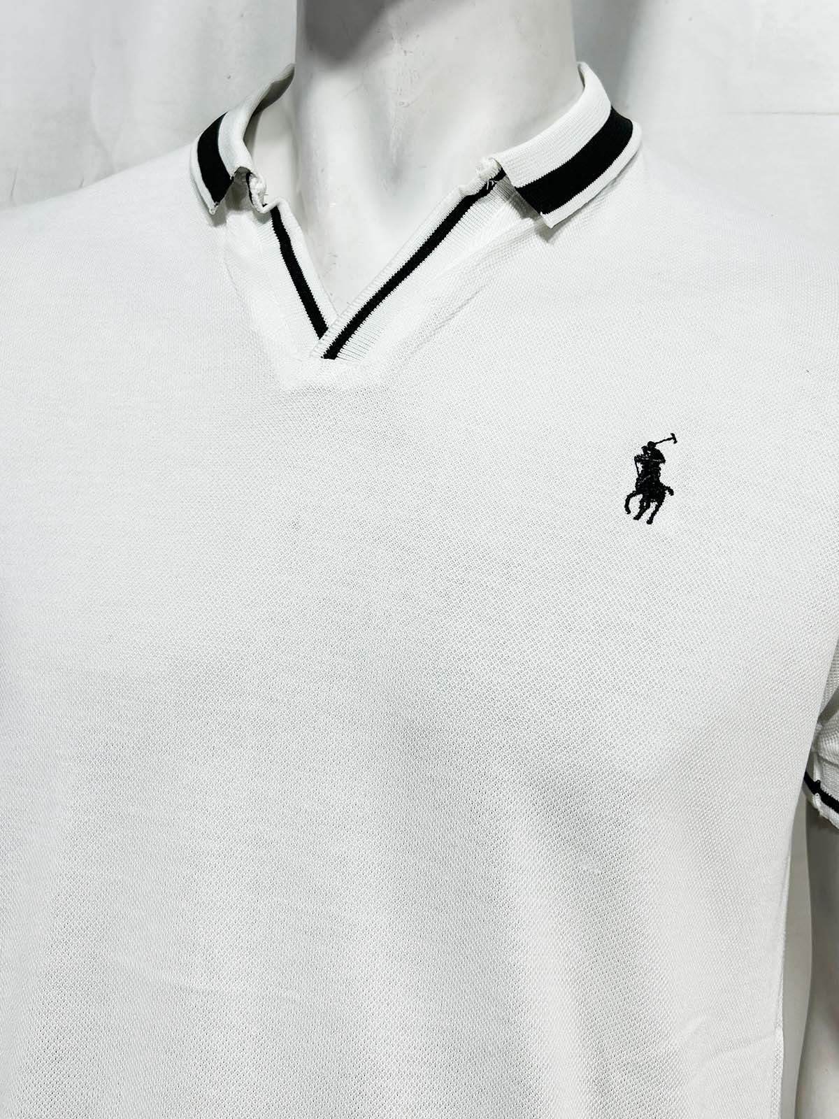 White V Polo T-Shirt For Men MTS436