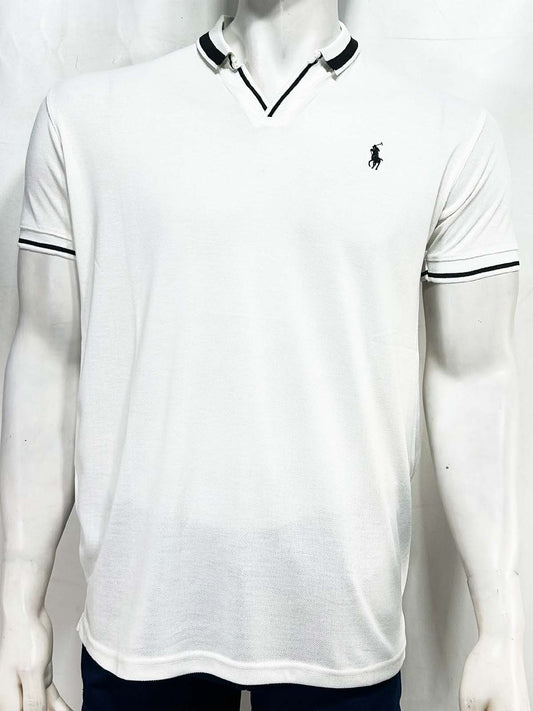 White V Polo T-Shirt For Men MTS436