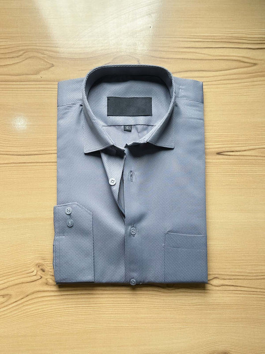Grey X Textured Formal Dress Shirt For Men MFS526
