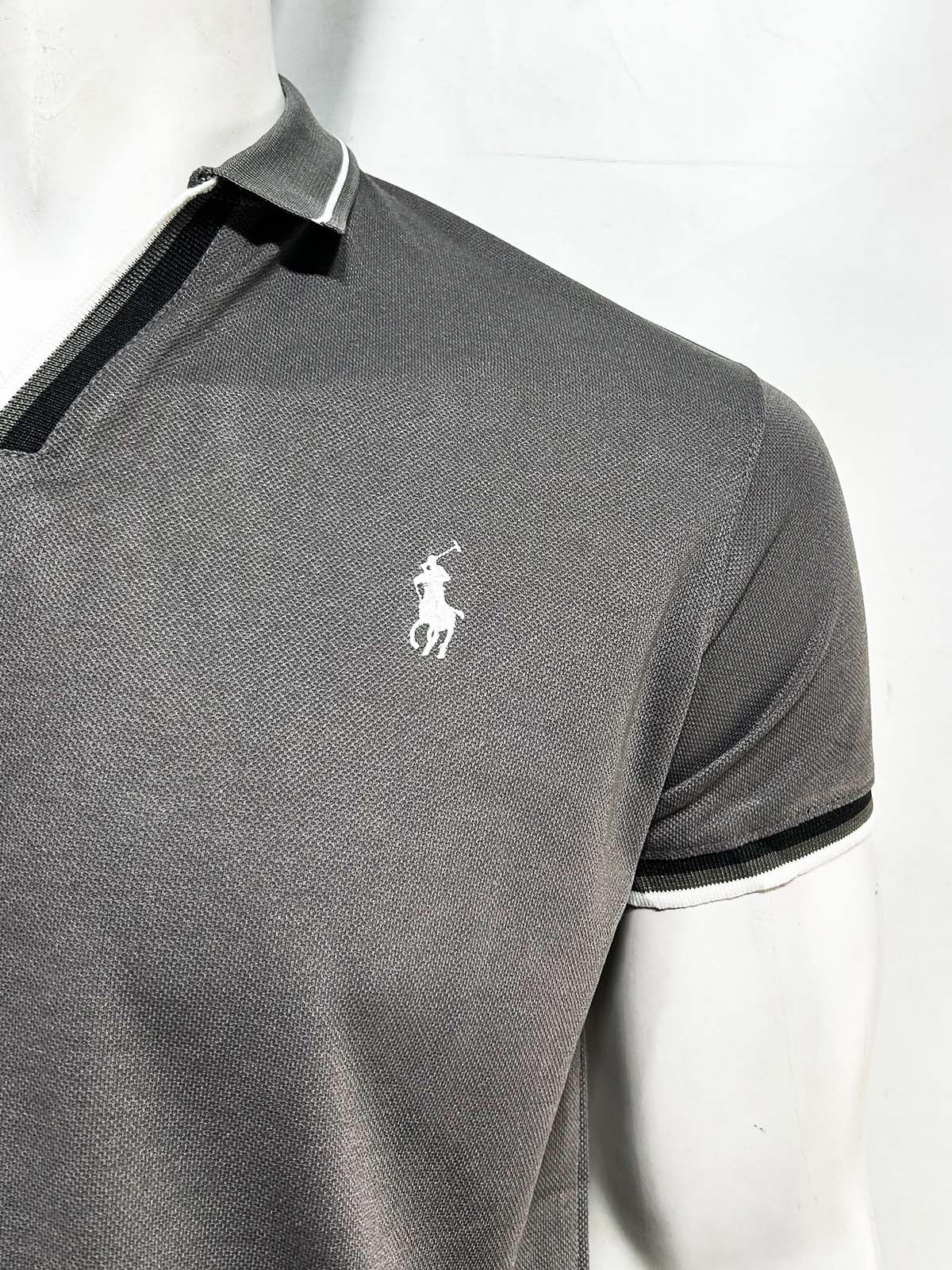 Grey V Polo T-Shirt For Men MTS437