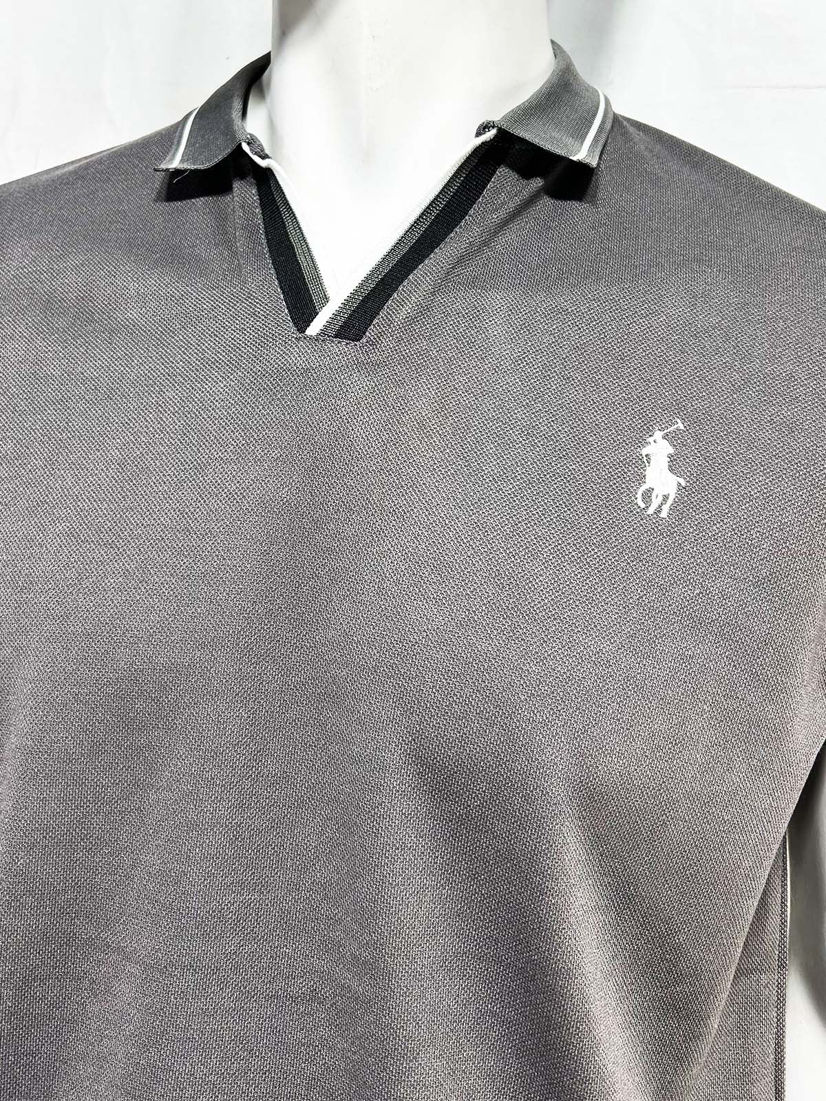 Grey V Polo T-Shirt For Men MTS437