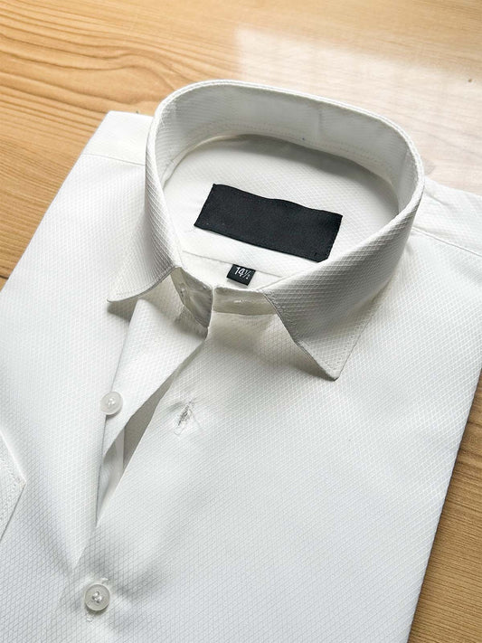 Off White X Textured Formal Dress Shirt For Men MFS527