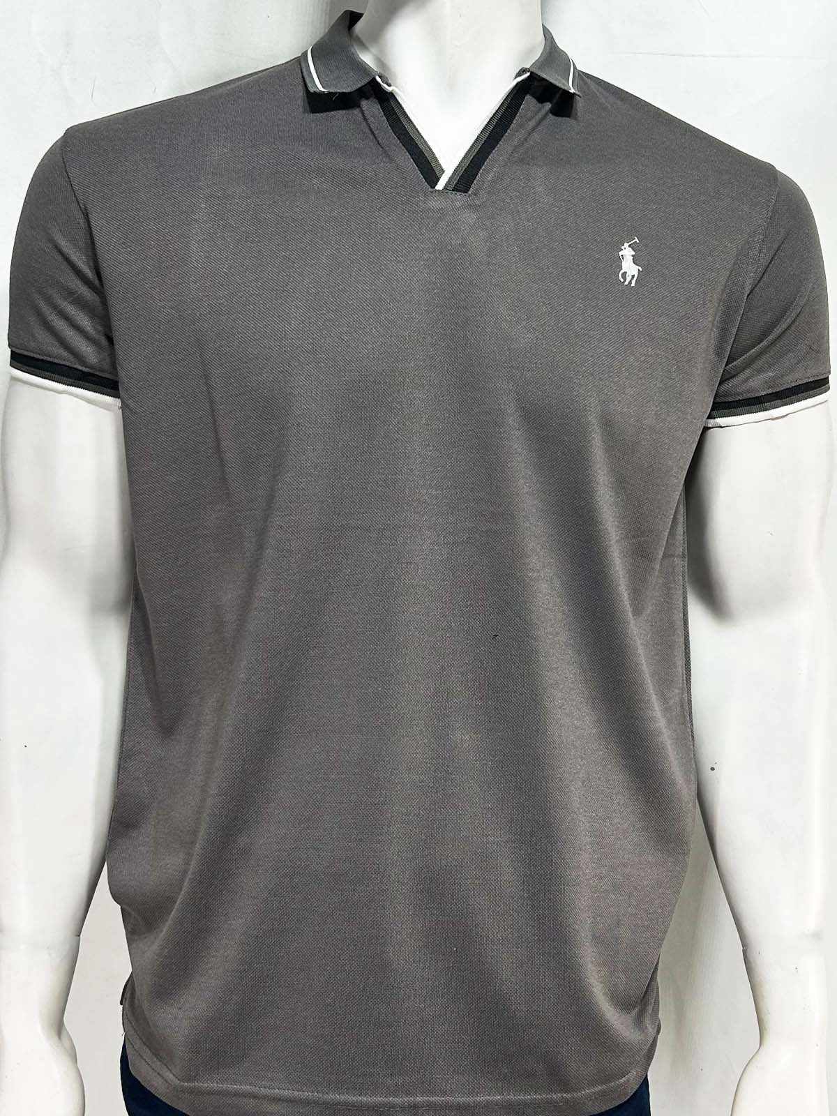 Grey V Polo T-Shirt For Men MTS437