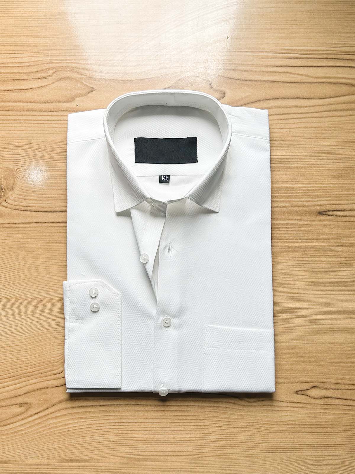 Off White Textured Formal Dress Shirt For Men MFS527