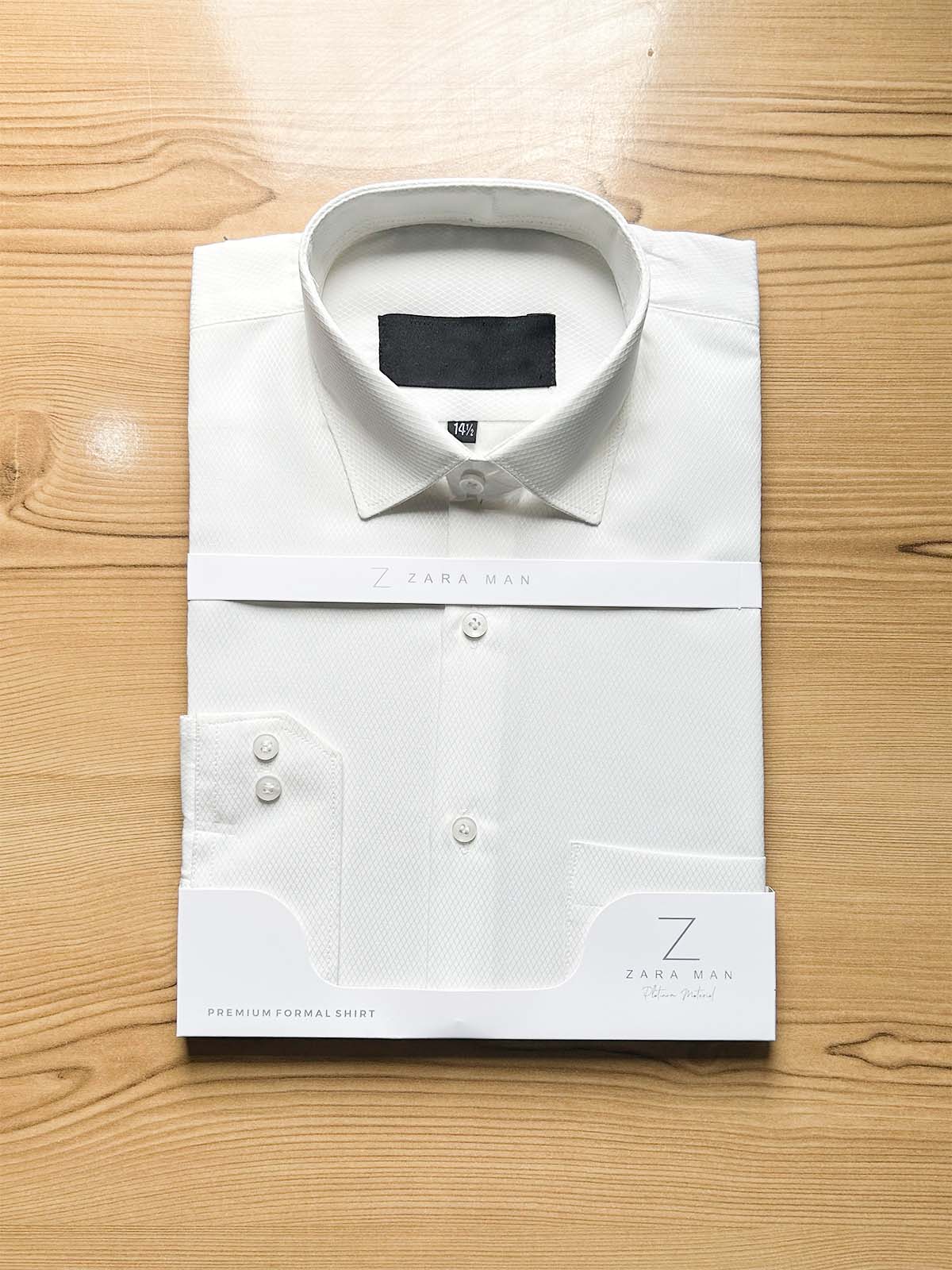 Off White Textured Formal Dress Shirt For Men MFS527
