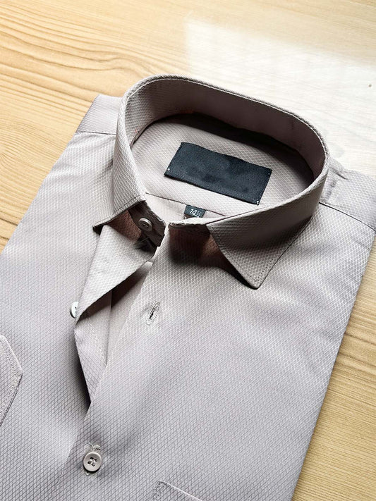 Light Brown Textured Formal Dress Shirt For Men MFS528