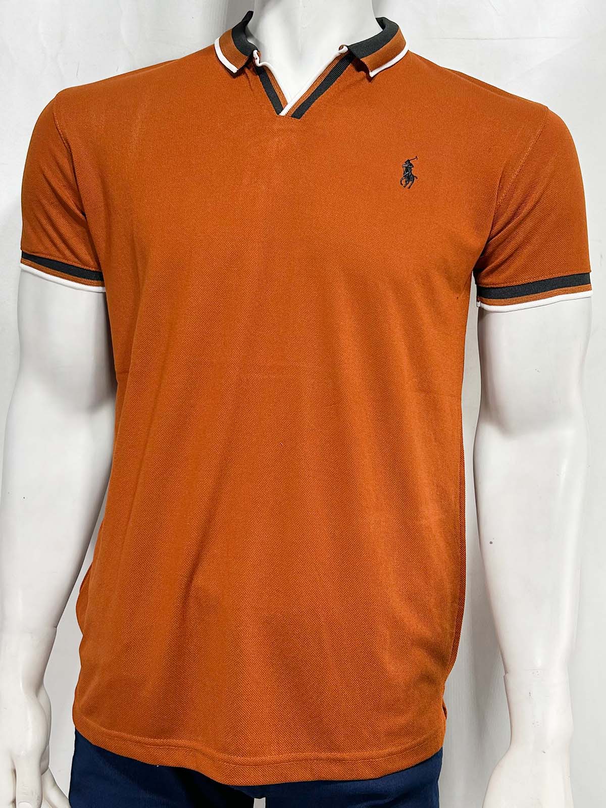 Orange V Polo T-Shirt For Men MTS438