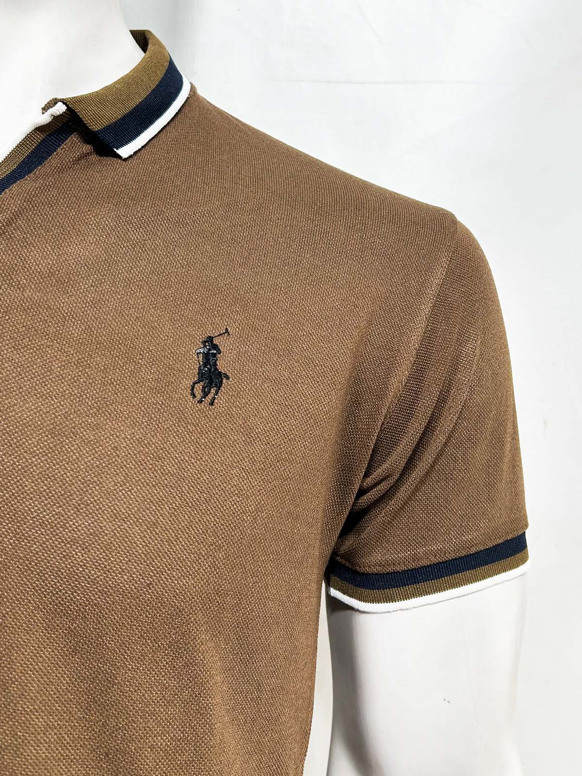 Brown V Polo T-Shirt For Men MTS439