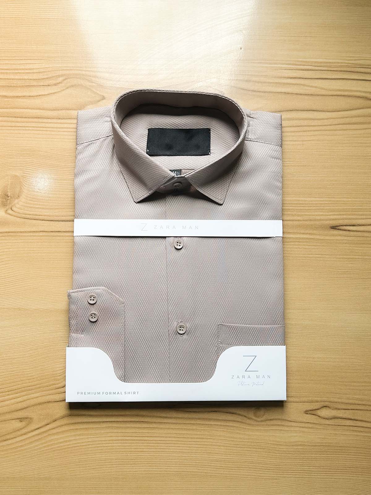 Light Brown Textured Formal Dress Shirt For Men MFS528