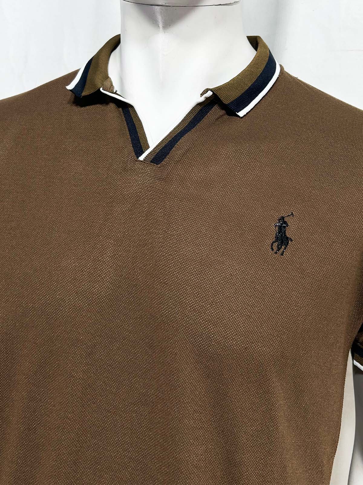 Brown V Polo T-Shirt For Men MTS439