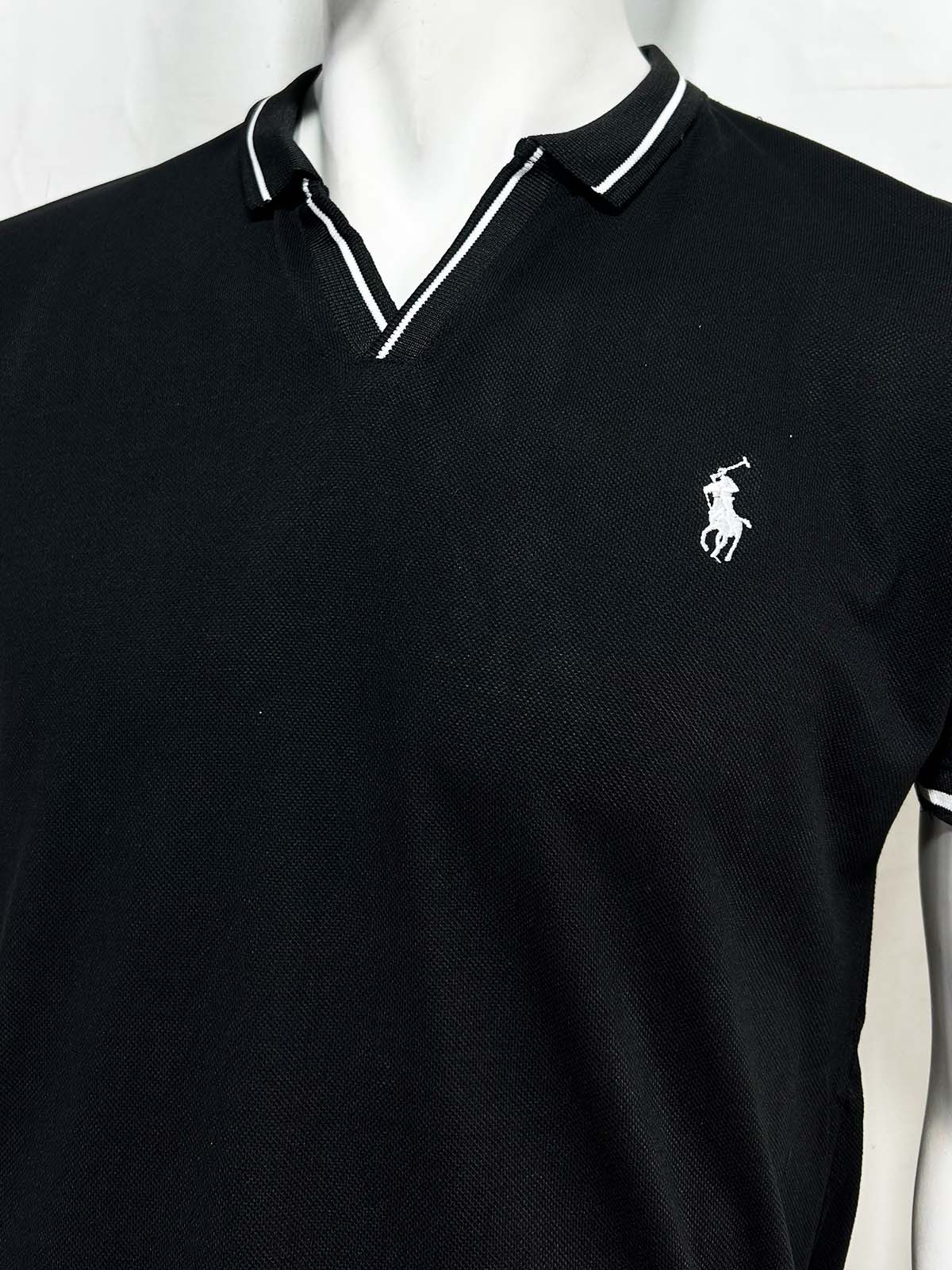 Black V Polo T-Shirt For Men MTS440