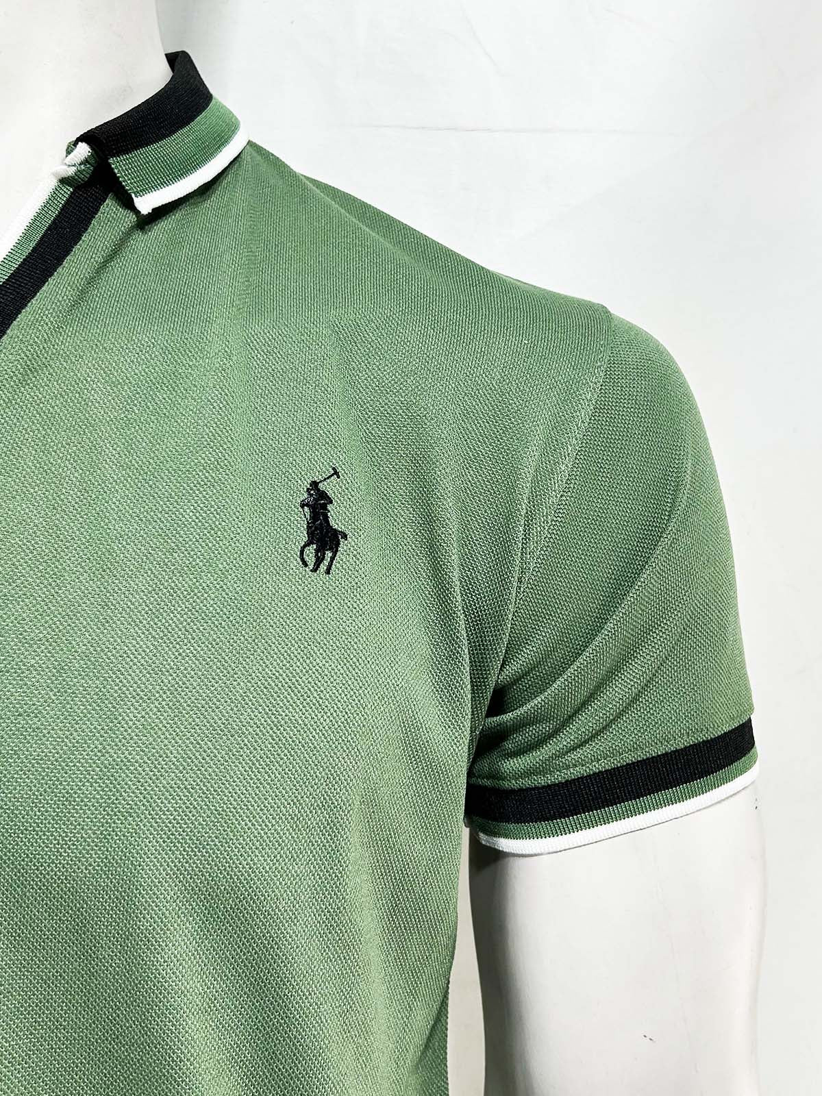 Green V Polo T-Shirt For Men MTS441