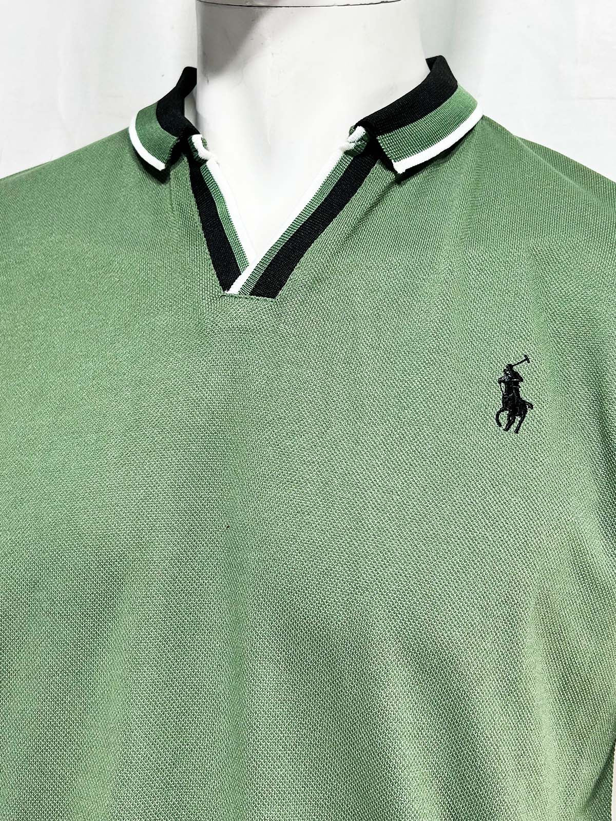 Green V Polo T-Shirt For Men MTS441