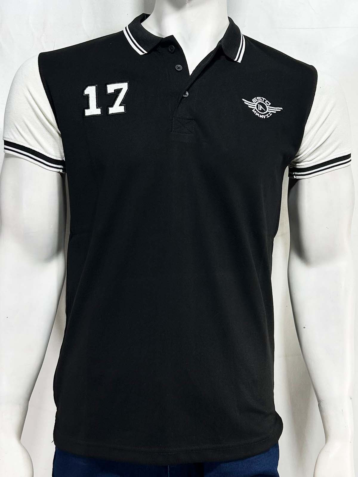 Black 17 Polo T-Shirt For Men MTS415