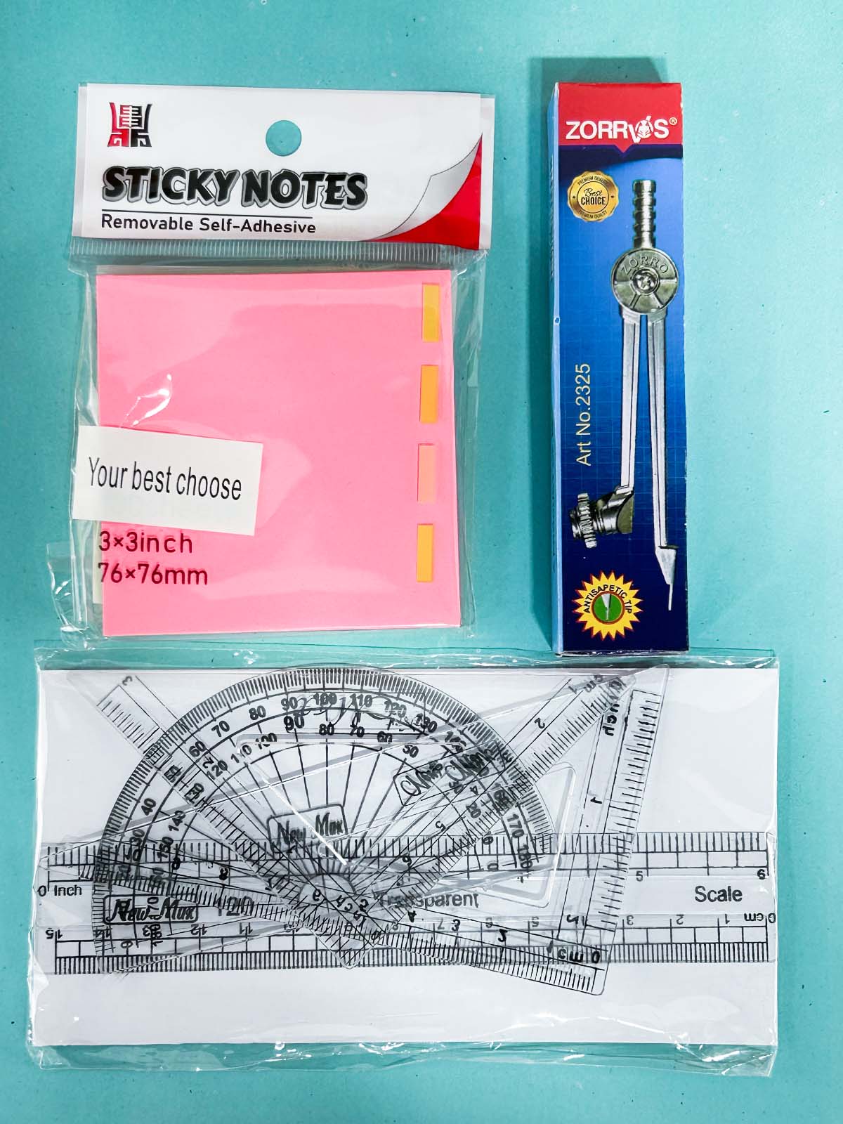 Pack Of 6 Geometry Set With Sticky Notes PB246