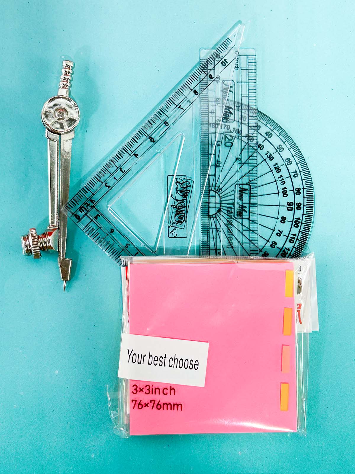 Pack Of 6 Geometry Set With Sticky Notes PB246