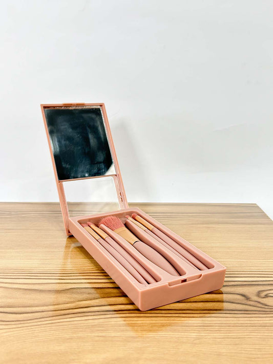 5 Pcs Mini Makeup Brush Set With Mirror
