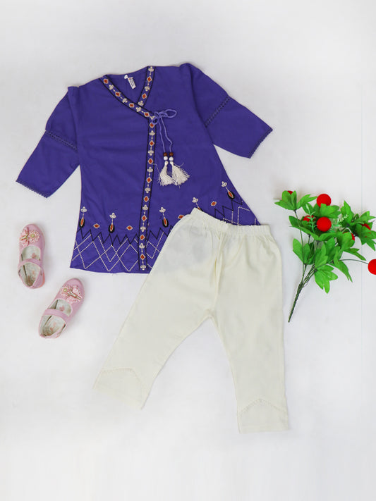 RZ Girls Suit 4Yrs - 7Yrs Kameez with Tight Purple
