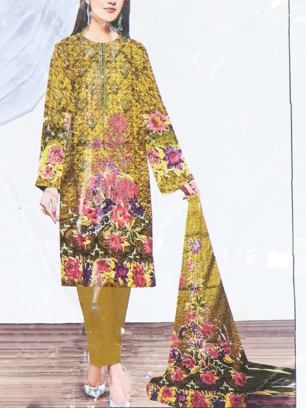 WU12 3Pcs Unstitched Digital Printed Lawn Suit For Women 84