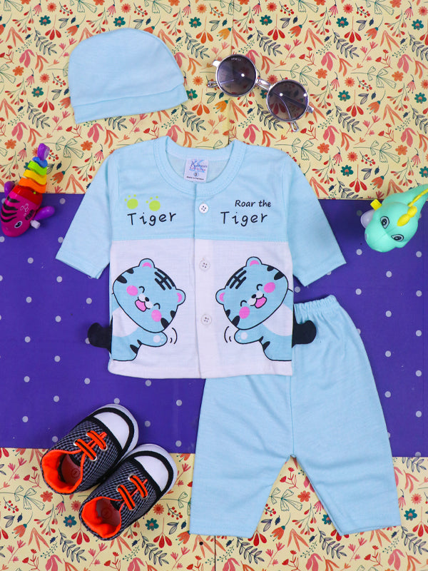 0Mth - 3Mth Tiger Sky Blue Baba Suit For Newborns HG NBS106