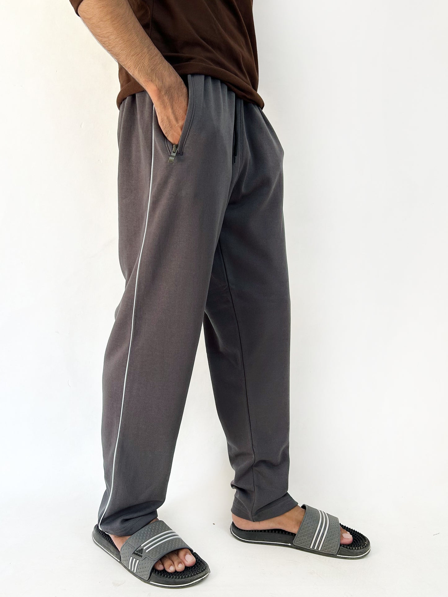 Dark Grey Plain Trouser For Men's MT92