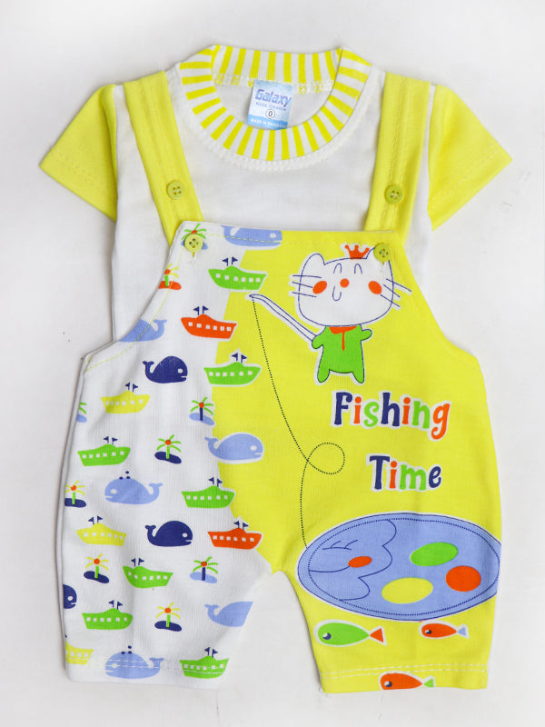 NBS05 HG Newborn Baba Romper 0Mth - 3Mth Fishing Time Yellow